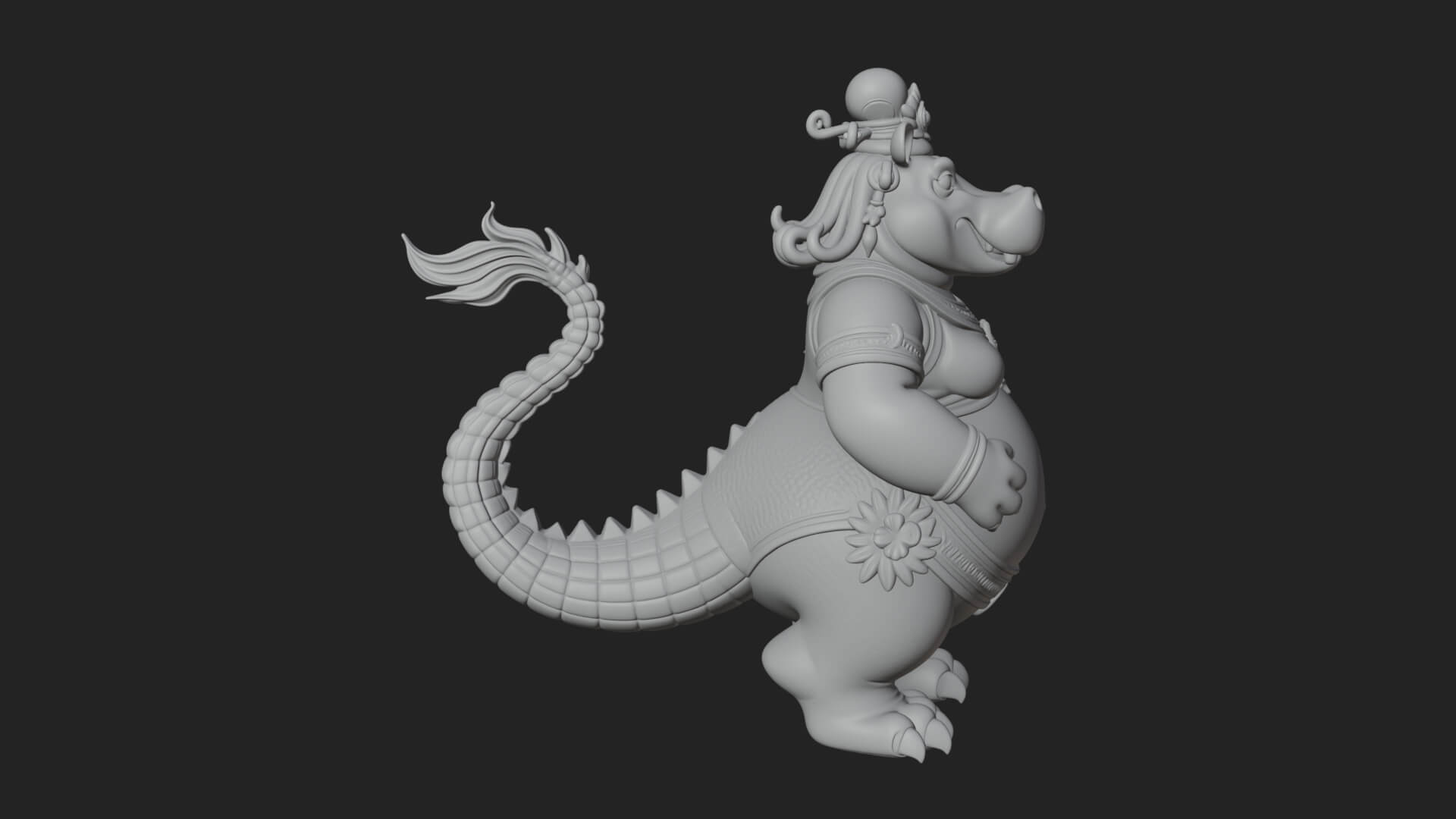 Hippo-Headed Egyptian Goddess Statue Design 4 3D Print 3D Model