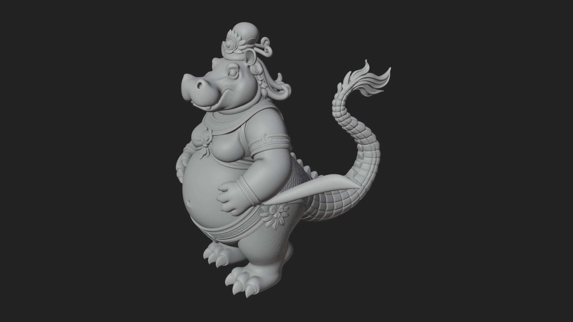 Hippo-Headed Egyptian Goddess Statue Design 4 3D Print 3D Model