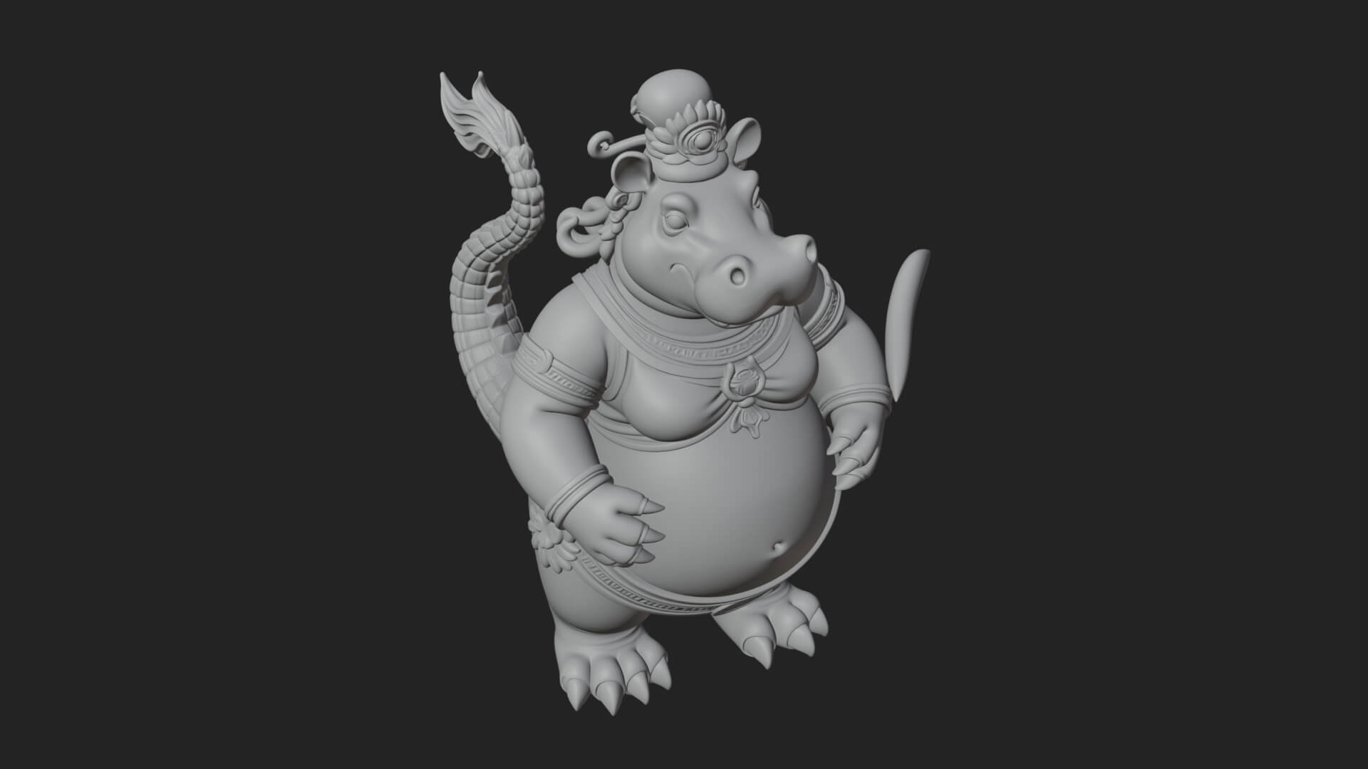 Hippo-Headed Egyptian Goddess Statue Design 4 3D Print 3D Model