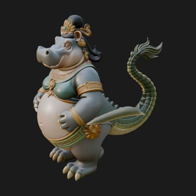 Hippo-Headed Egyptian Goddess Statue Design 4 3D Print