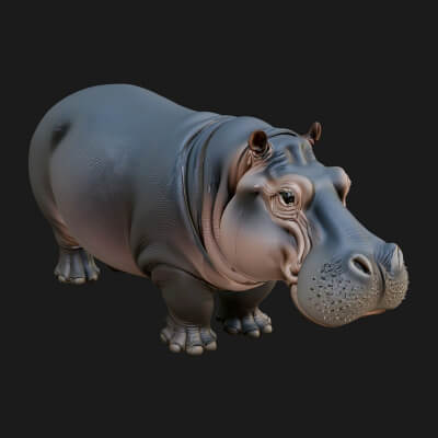 Hippopotamus Statue Design 2 3D Print Model