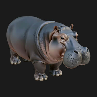 Hippopotamus Statue Design 3 3D Print Model