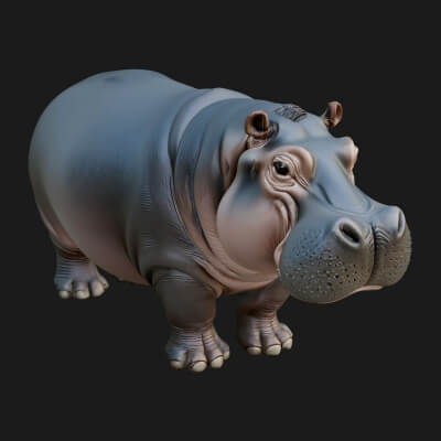 Hippopotamus Statue Design 4 3D Print Model