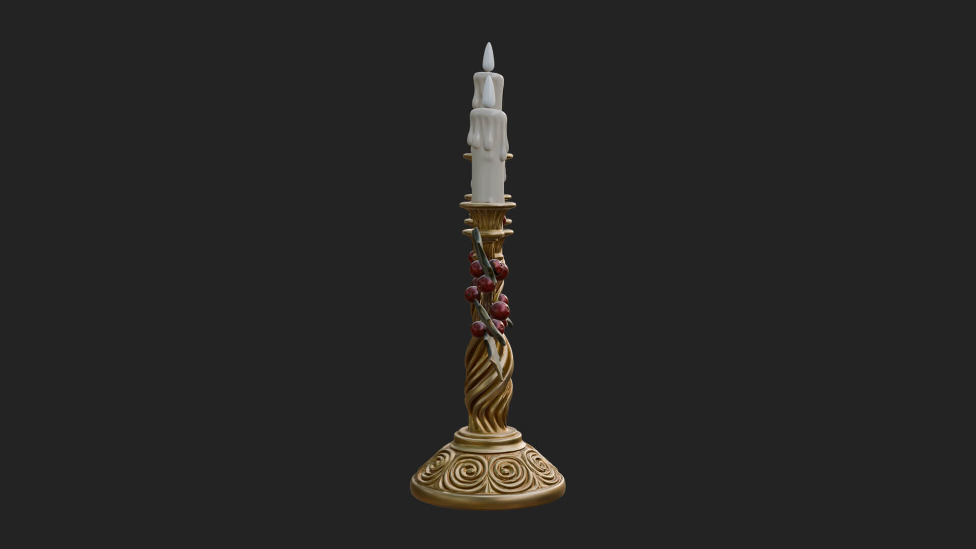 Holly Candle Candelabra Model Design 1 3D Print Model 3D Model