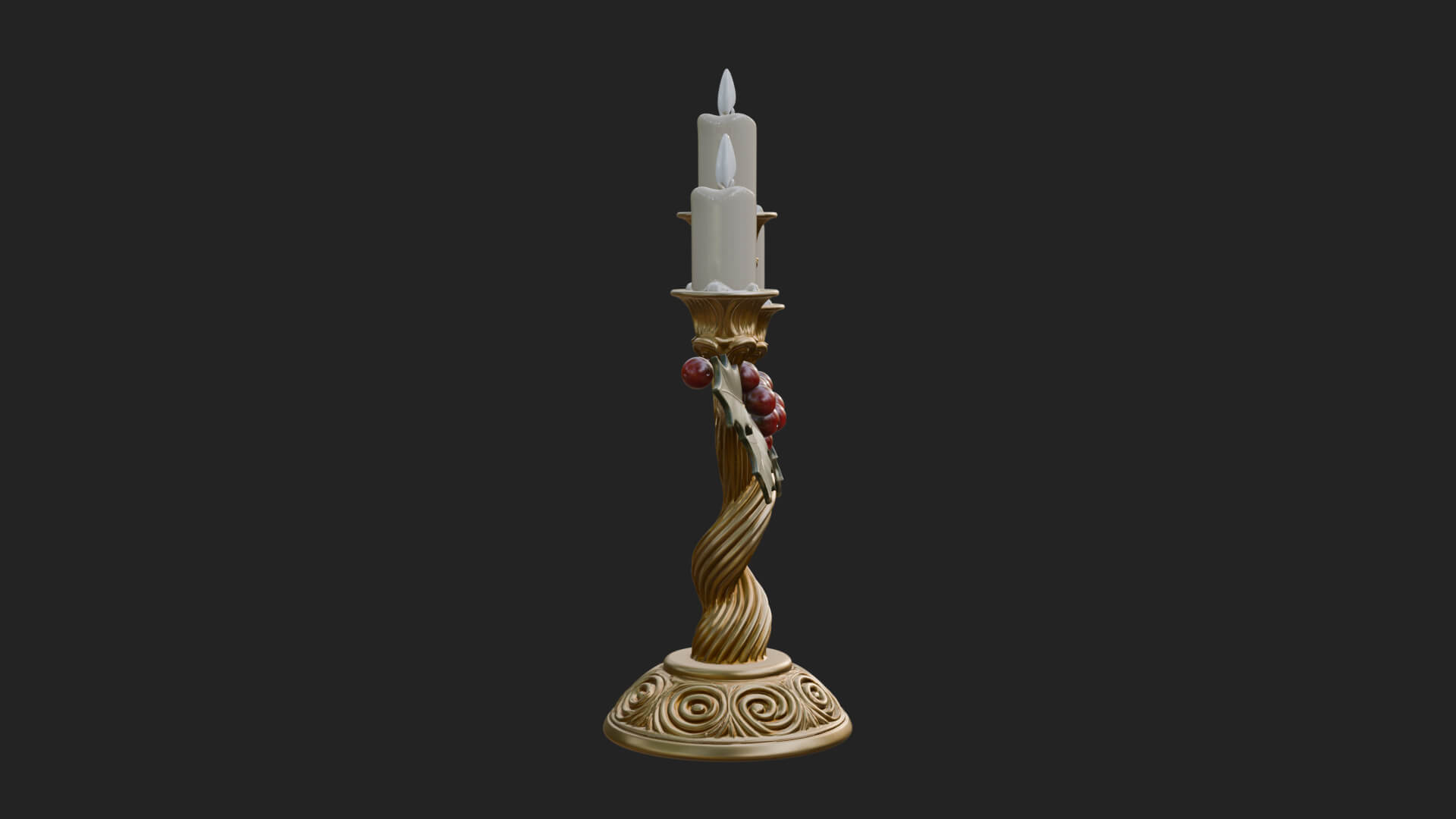 Holly Candle Candelabra Model Design 2 3D Print Model 3D Model