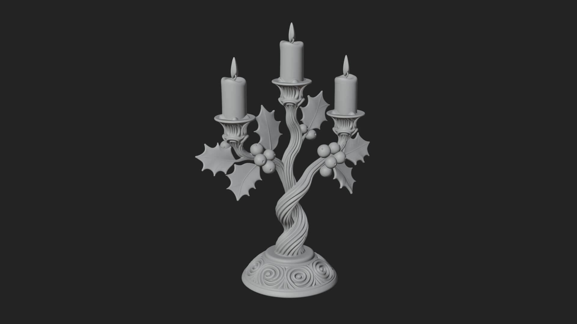 Holly Candle Candelabra Model Design 2 3D Print Model 3D Model