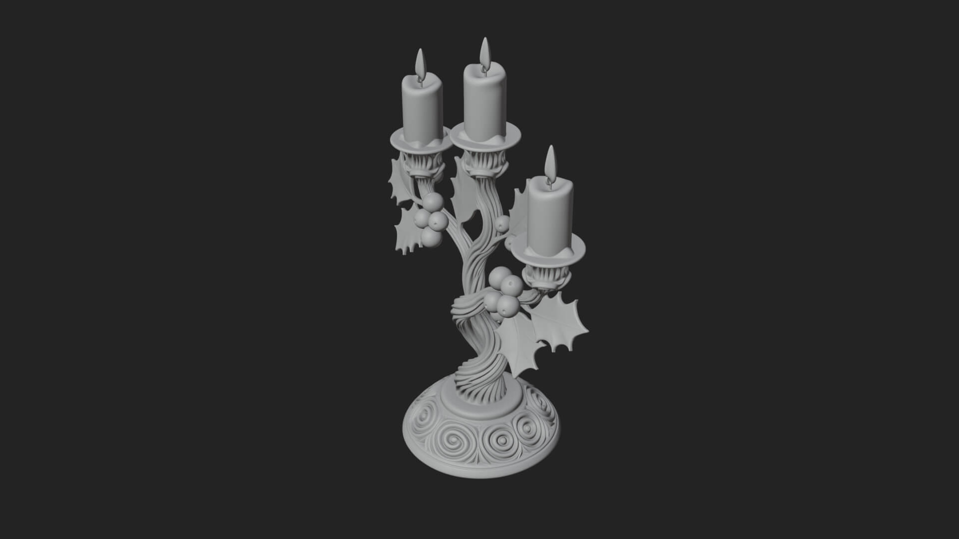 Holly Candle Candelabra Model Design 2 3D Print Model 3D Model