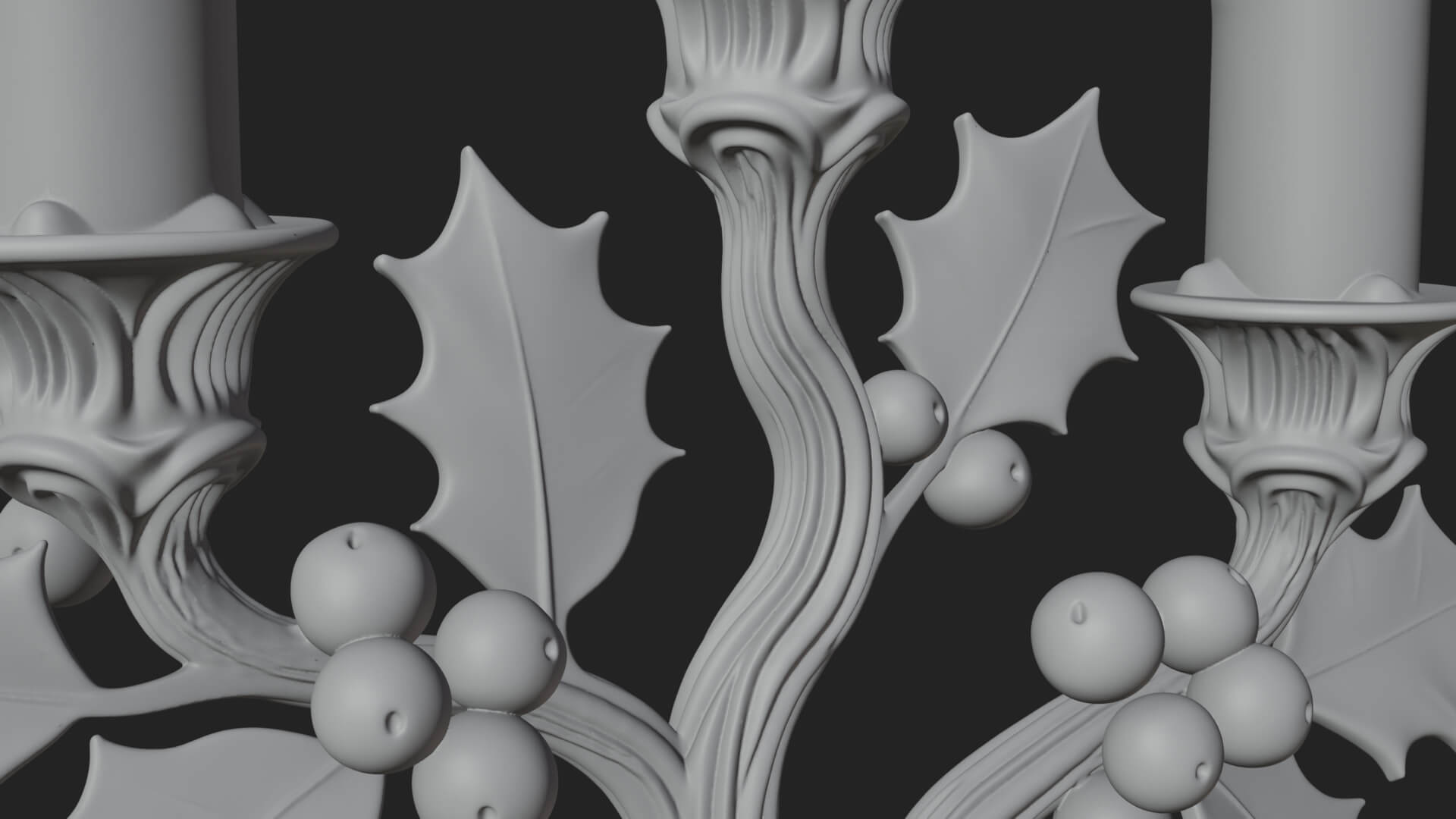 Holly Candle Candelabra Model Design 2 3D Print Model 3D Model