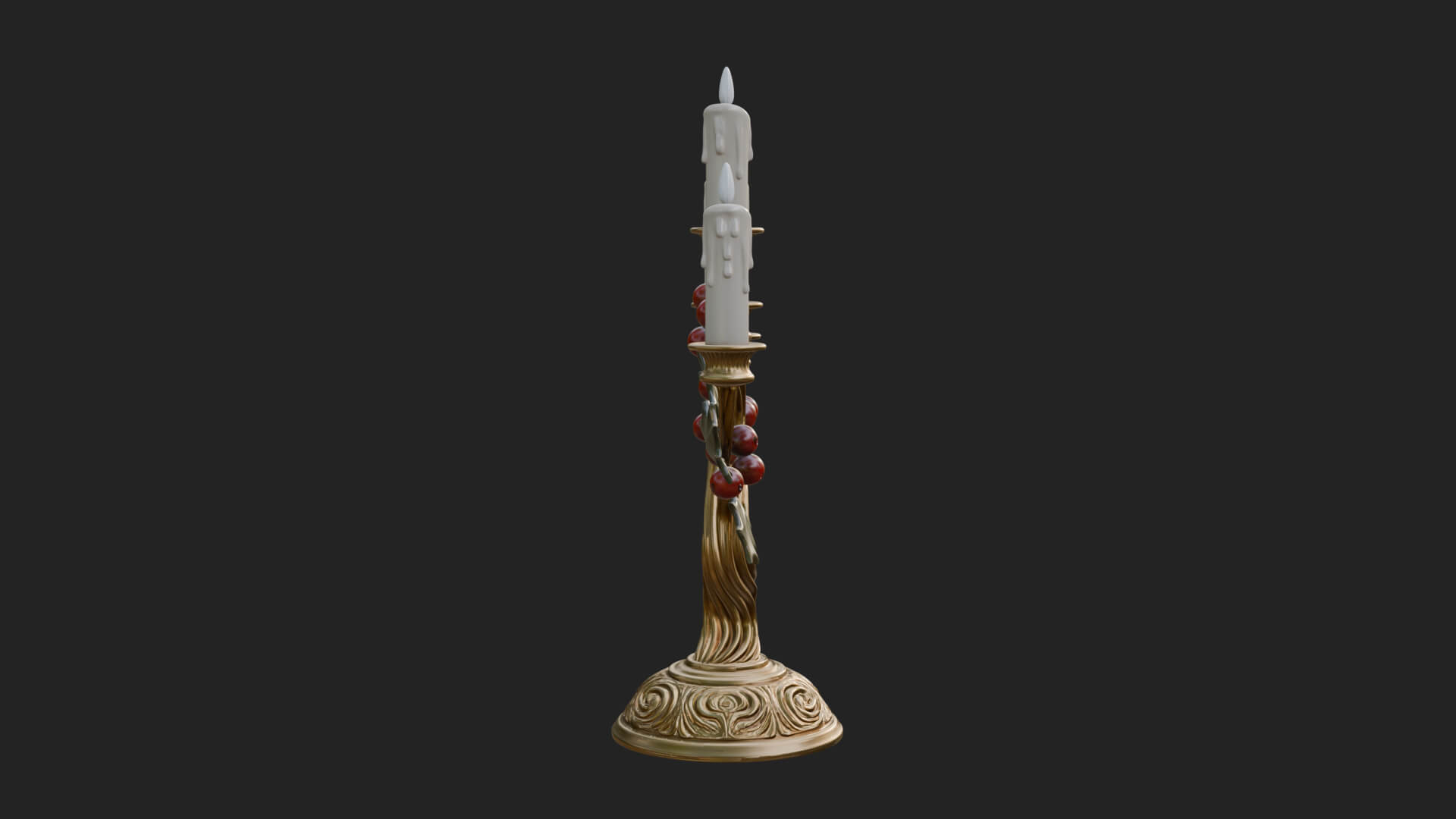 Holly Candle Candelabra Model Design 3 3D Print Model 3D Model