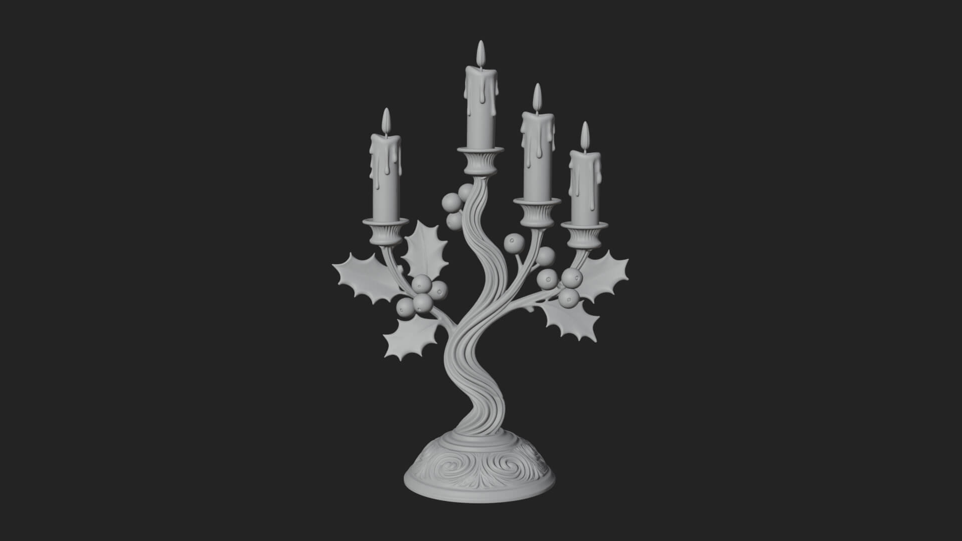 Holly Candle Candelabra Model Design 3 3D Print Model 3D Model