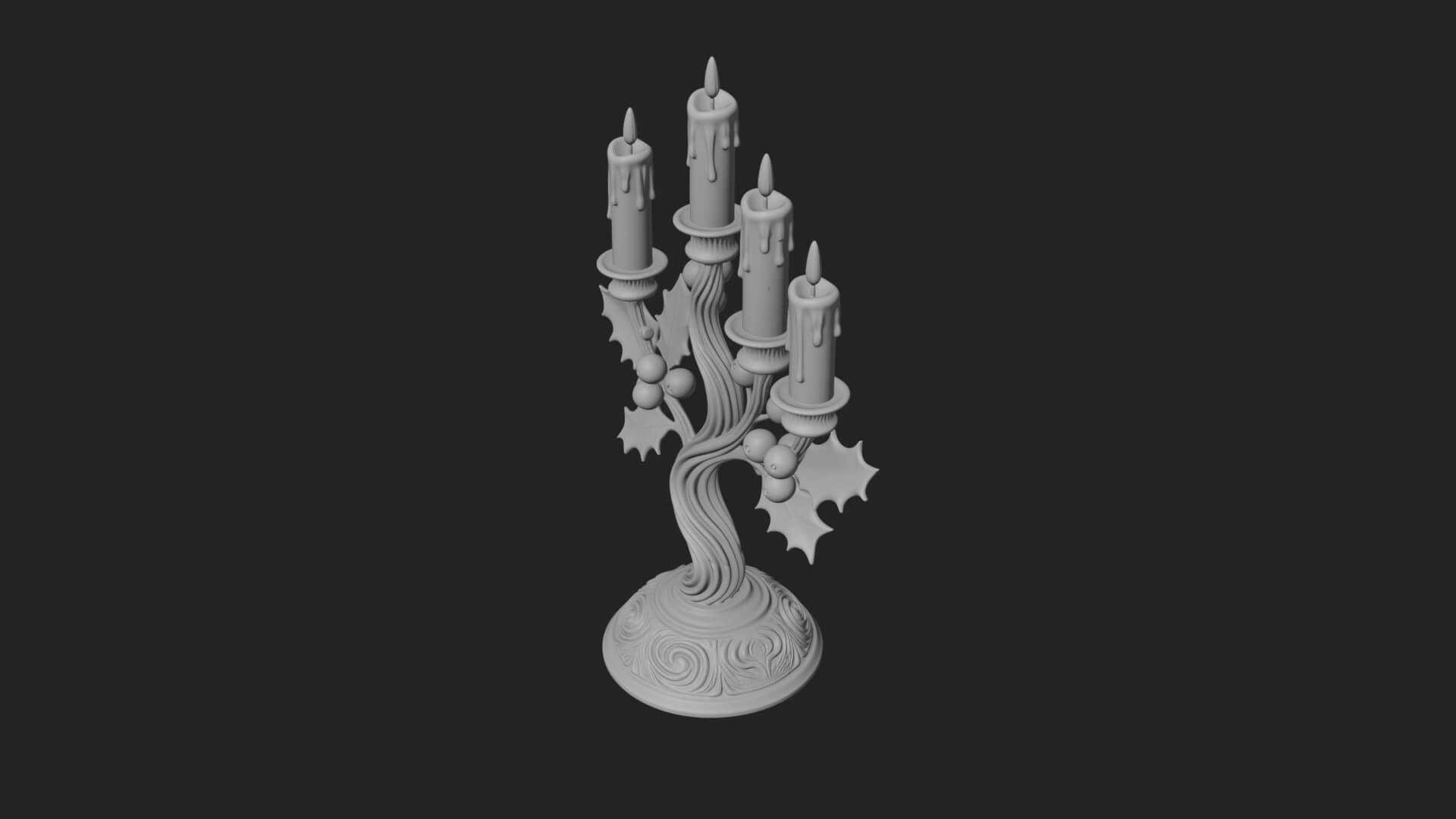 Holly Candle Candelabra Model Design 3 3D Print Model 3D Model