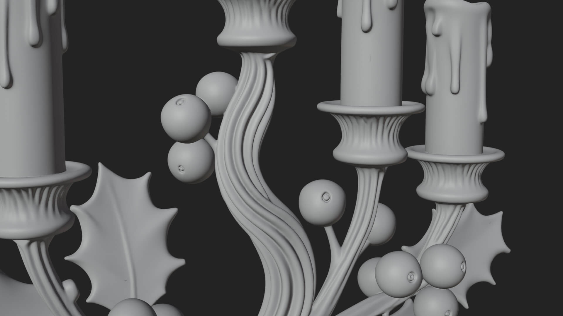 Holly Candle Candelabra Model Design 3 3D Print Model 3D Model