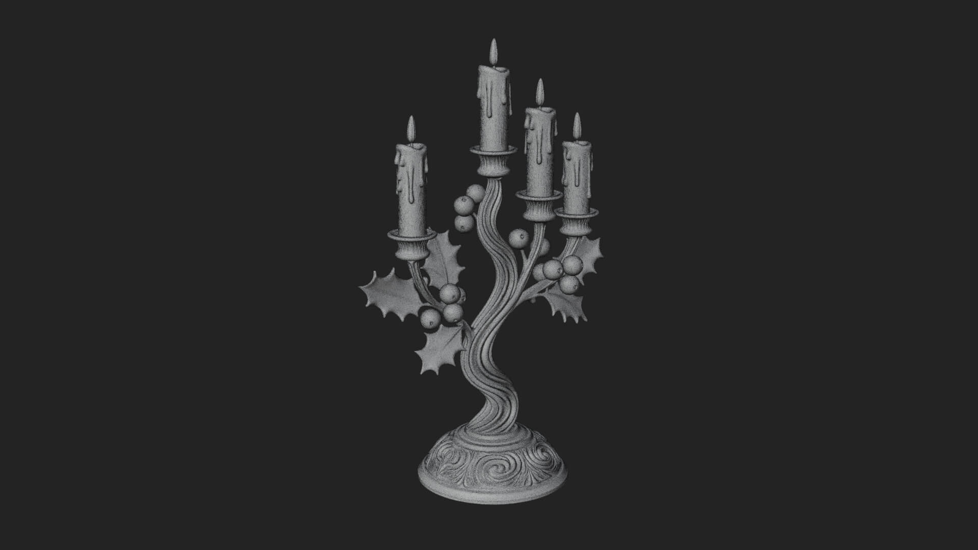 Holly Candle Candelabra Model Design 3 3D Print Model 3D Model