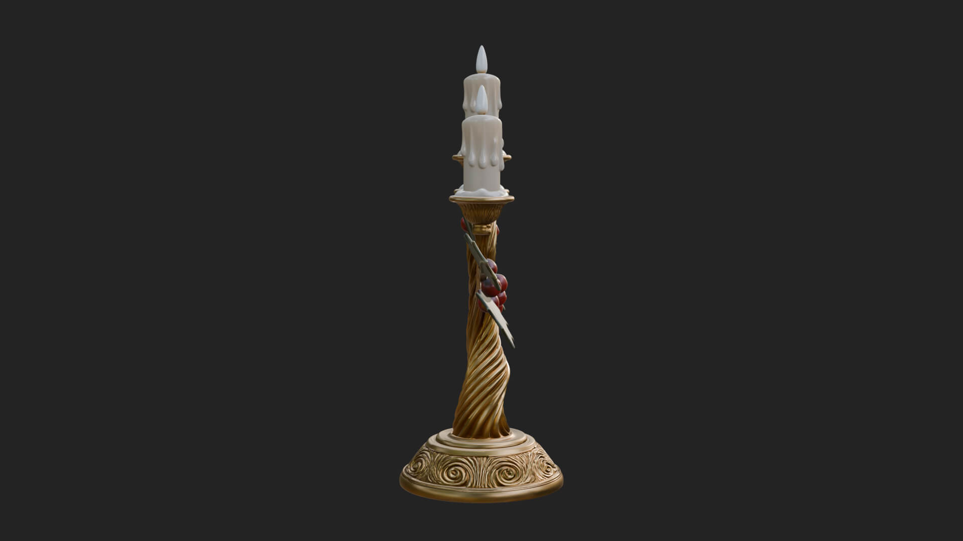 Holly Candle Candelabra Model Design 4 3D Print Model 3D Model