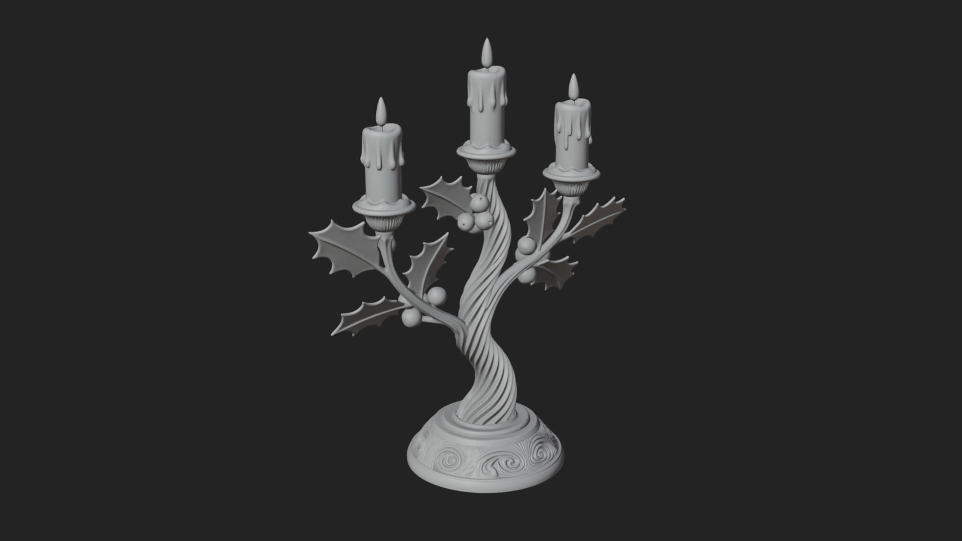 Holly Candle Candelabra Model Design 4 3D Print Model 3D Model