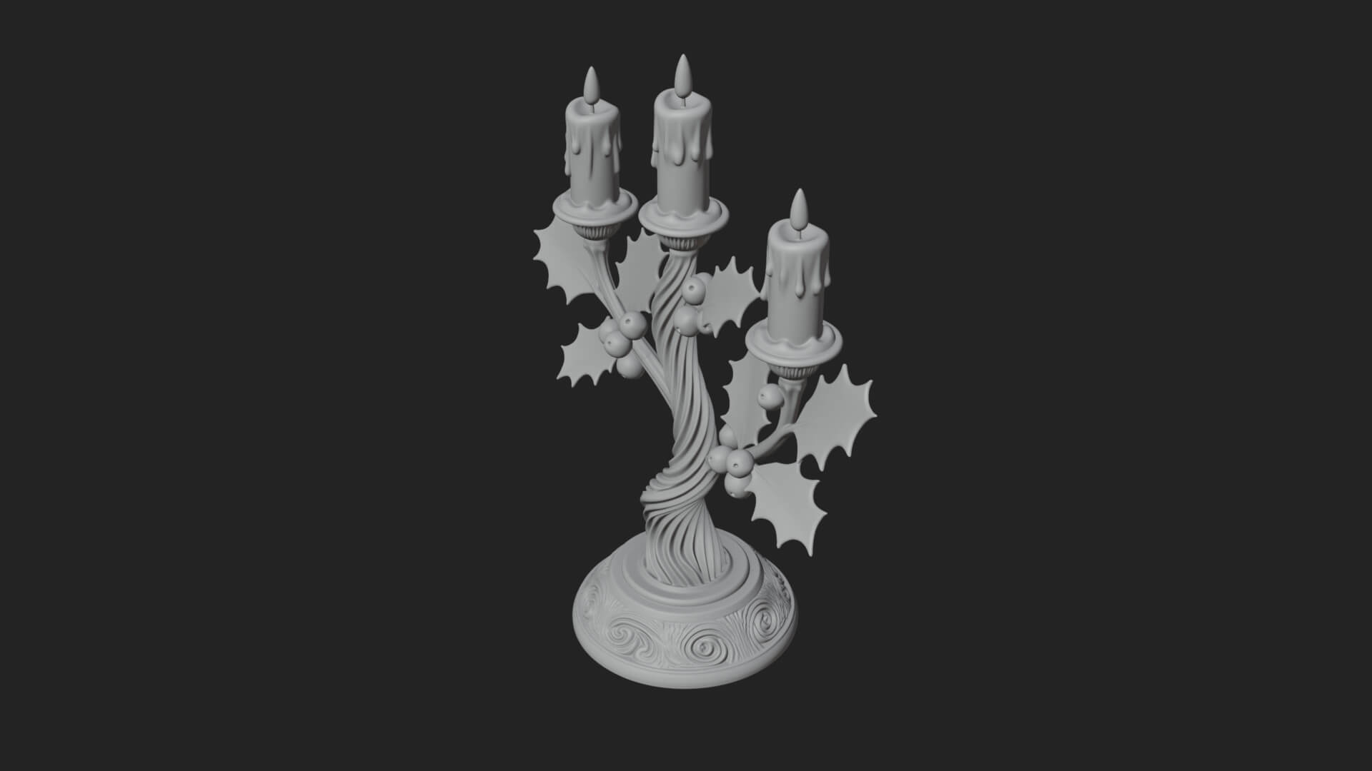 Holly Candle Candelabra Model Design 4 3D Print Model 3D Model