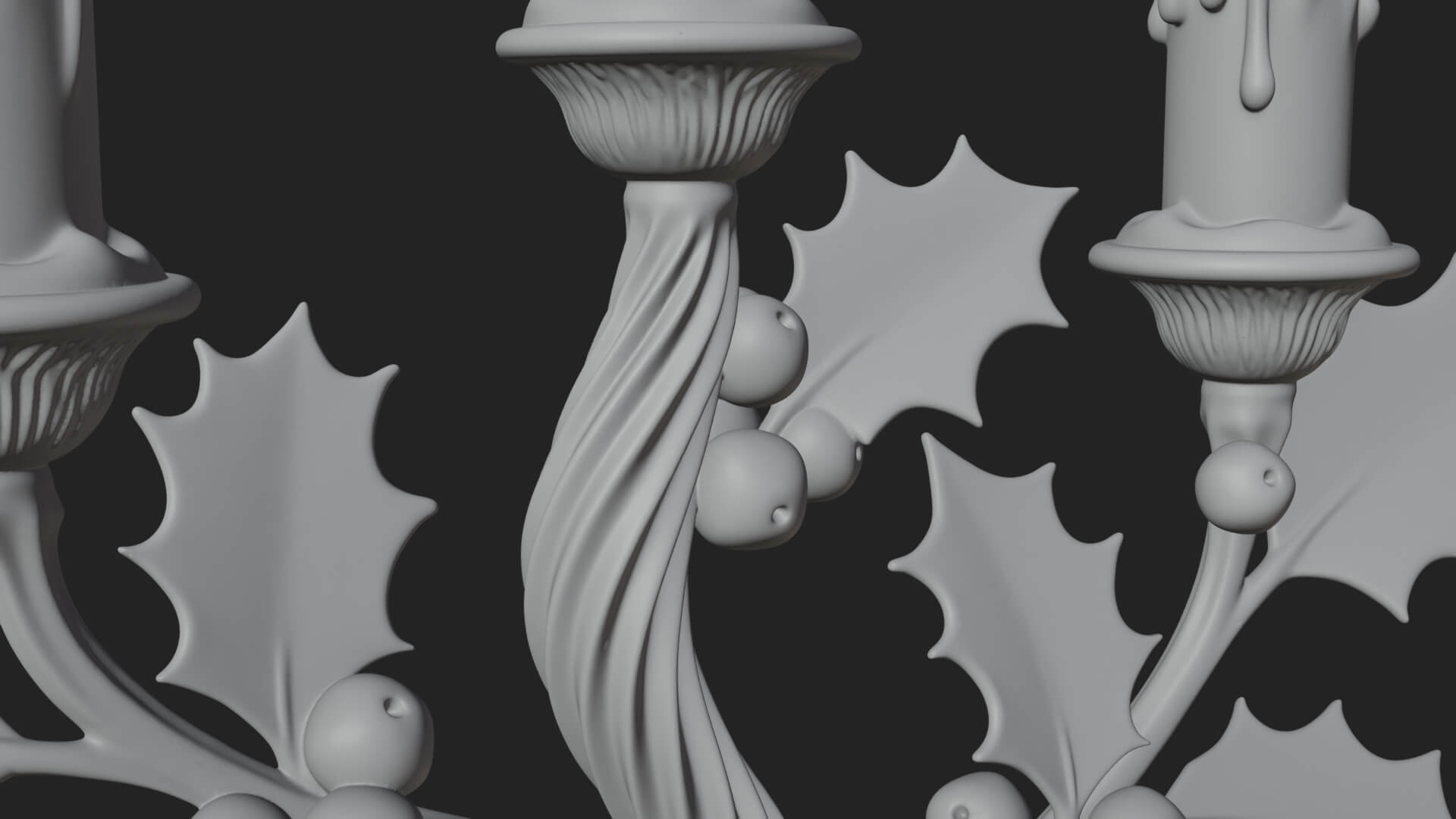 Holly Candle Candelabra Model Design 4 3D Print Model 3D Model