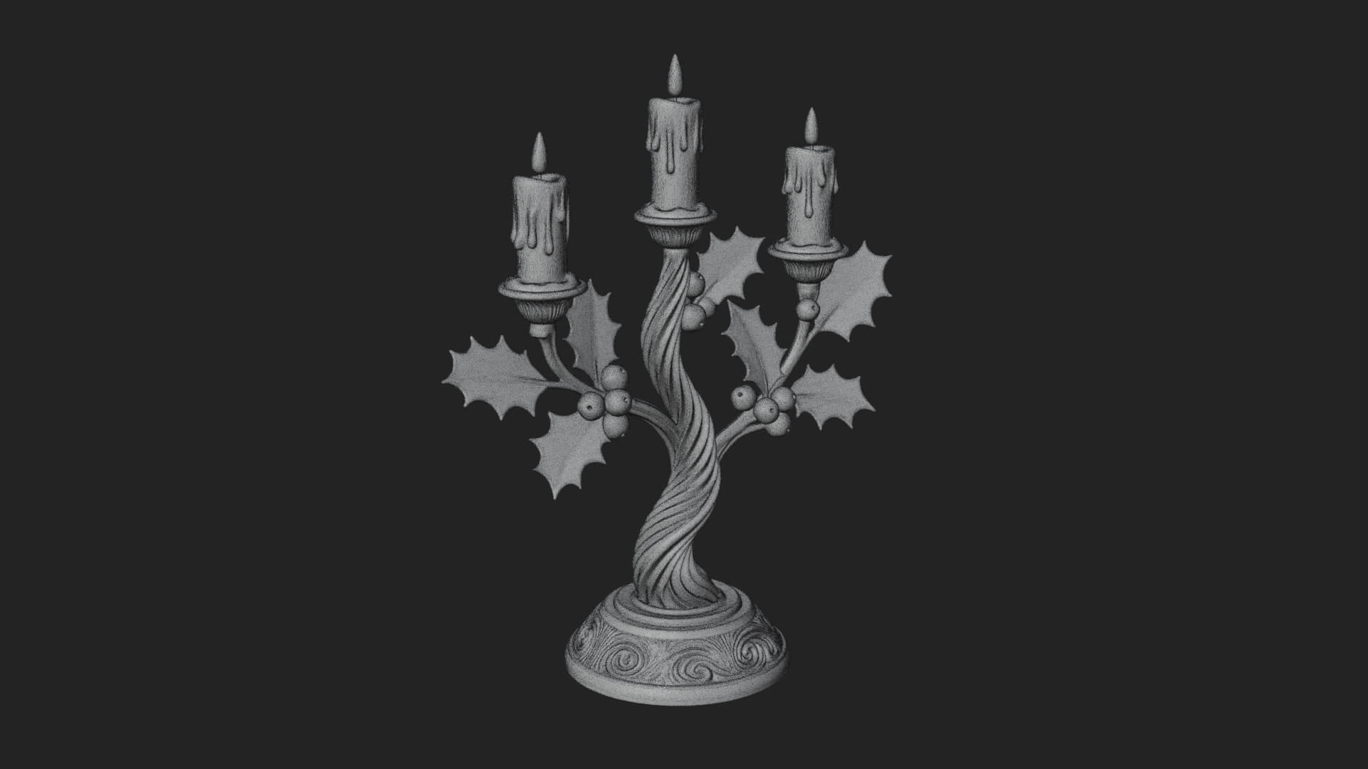 Holly Candle Candelabra Model Design 4 3D Print Model 3D Model