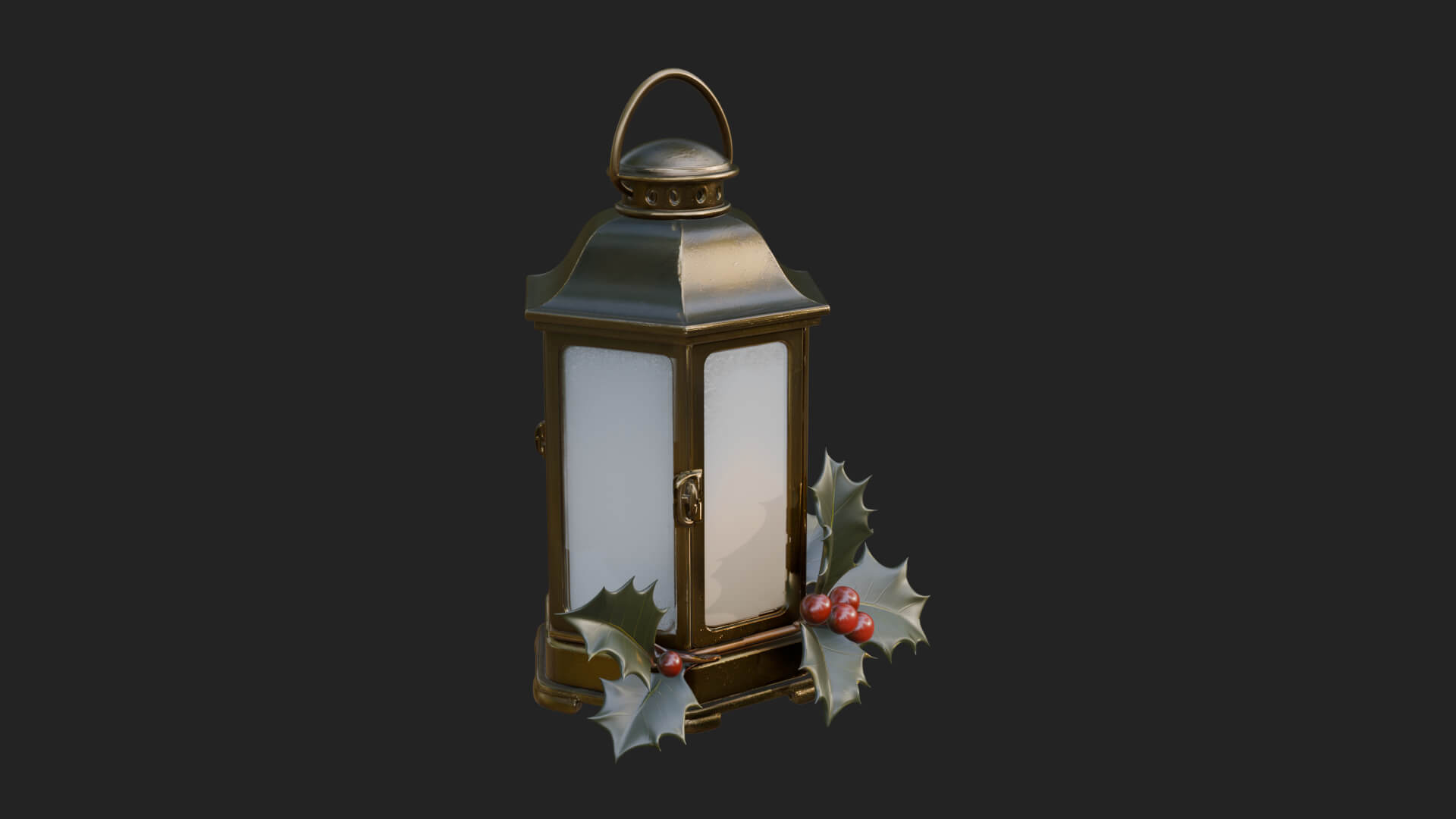 Holly Christmas Lantern Model Design 1 3D Print Model 3D Model