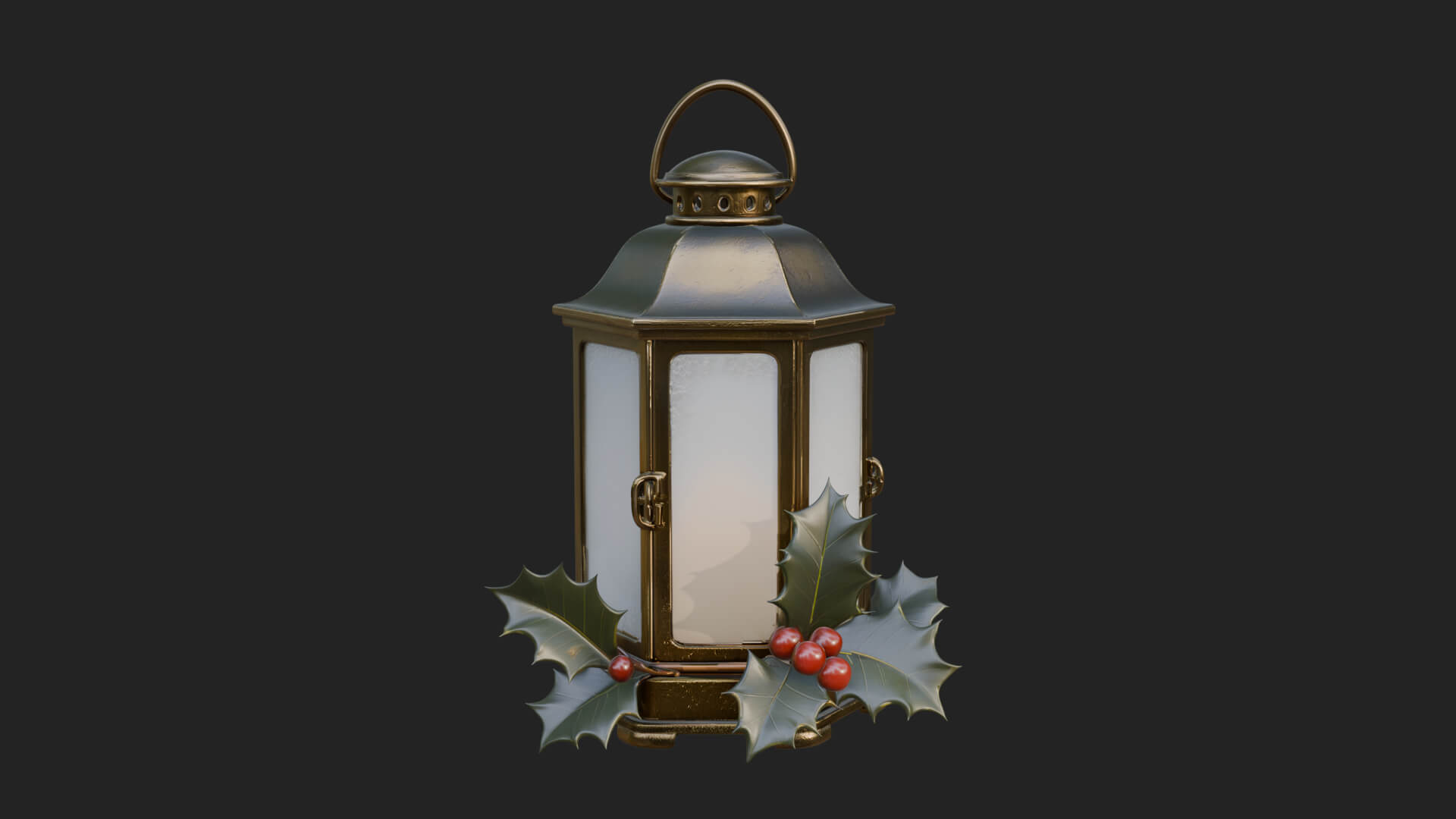 Holly Christmas Lantern Model Design 1 3D Print Model 3D Model