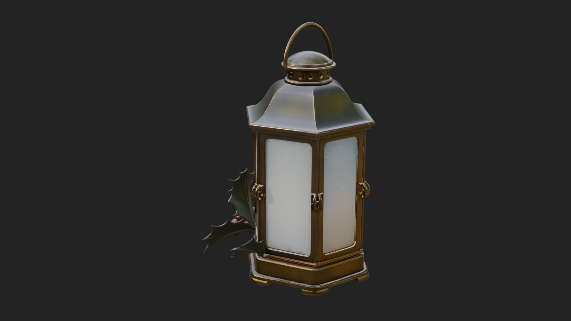 Holly Christmas Lantern Model Design 1 3D Print Model 3D Model