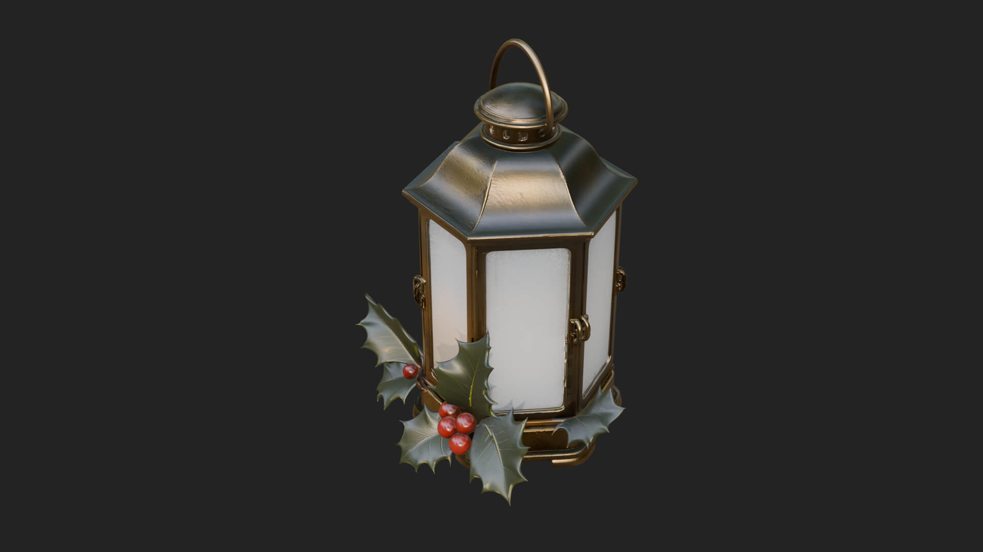 Holly Christmas Lantern Model Design 1 3D Print Model 3D Model