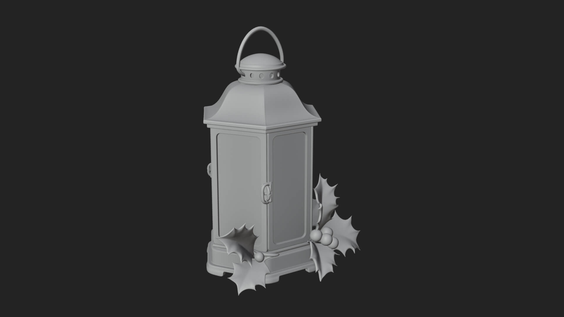 Holly Christmas Lantern Model Design 1 3D Print Model 3D Model