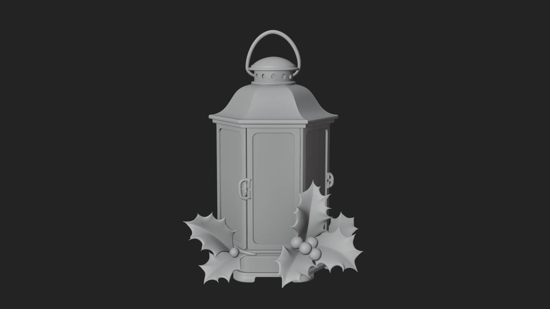 Holly Christmas Lantern Model Design 1 3D Print Model 3D Model