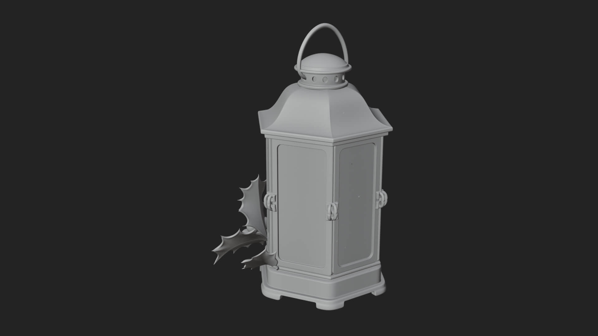 Holly Christmas Lantern Model Design 1 3D Print Model 3D Model