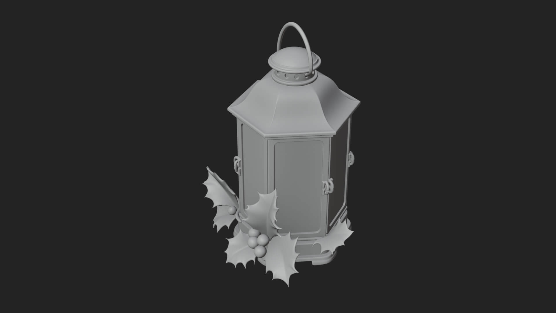 Holly Christmas Lantern Model Design 1 3D Print Model 3D Model