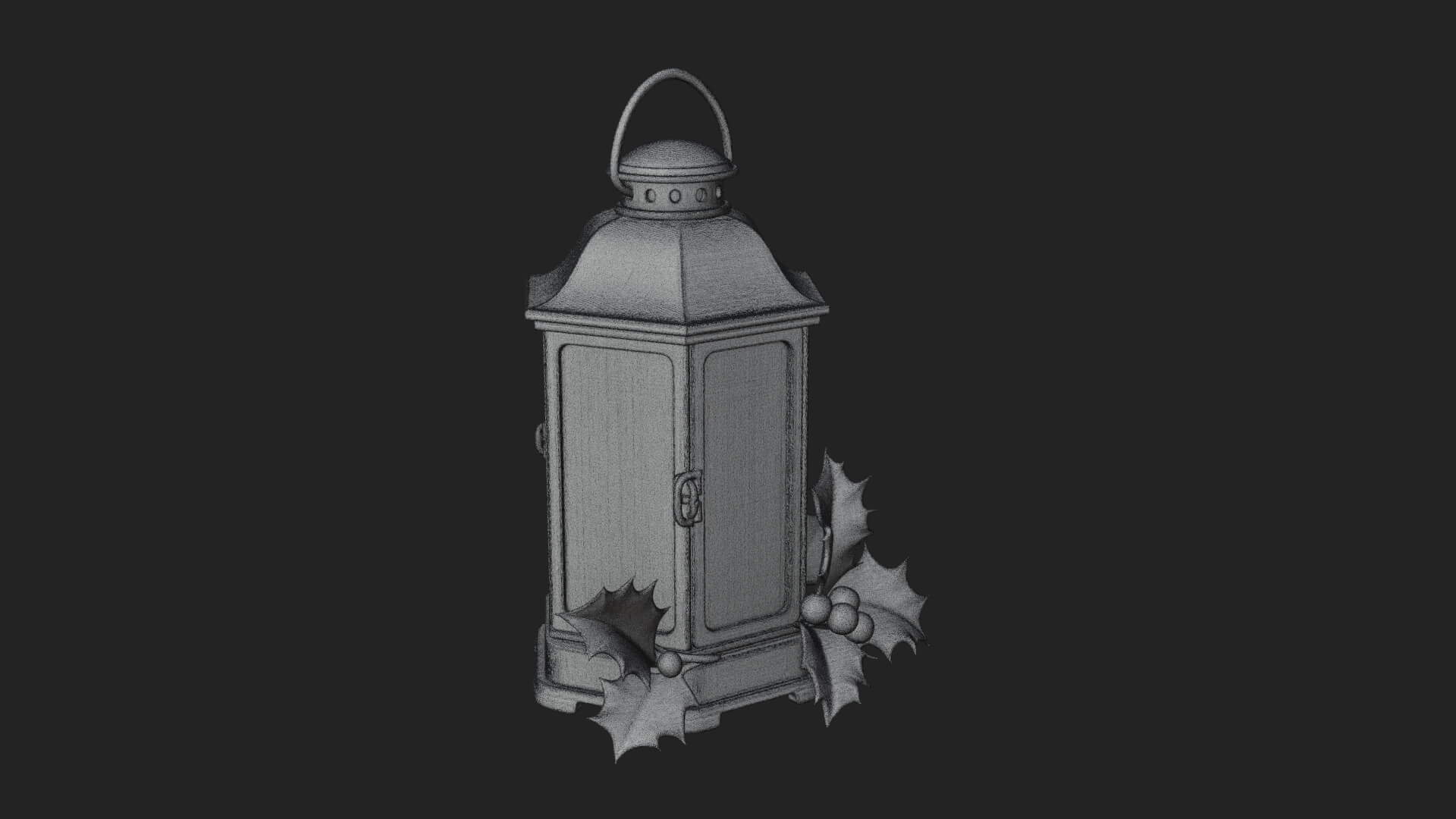Holly Christmas Lantern Model Design 1 3D Print Model 3D Model