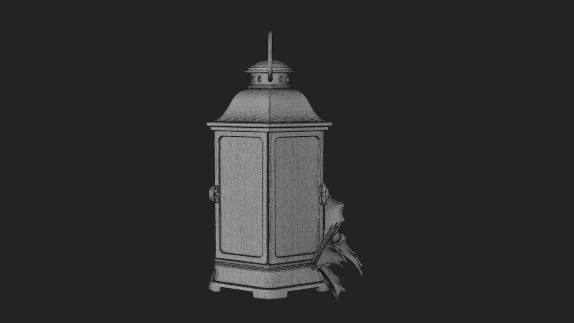Holly Christmas Lantern Model Design 1 3D Print Model 3D Model