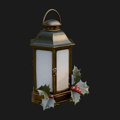 Holly Christmas Lantern Model Design 1 3D Print Model