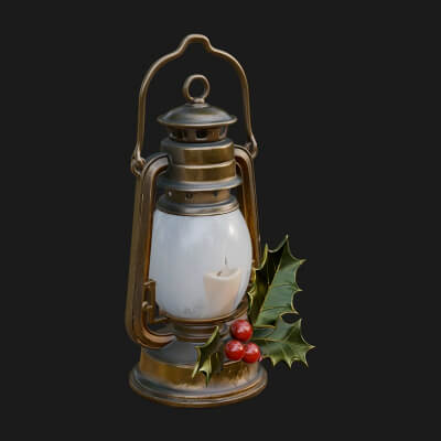 Holly Christmas Lantern Model Design 2 3D Print Model