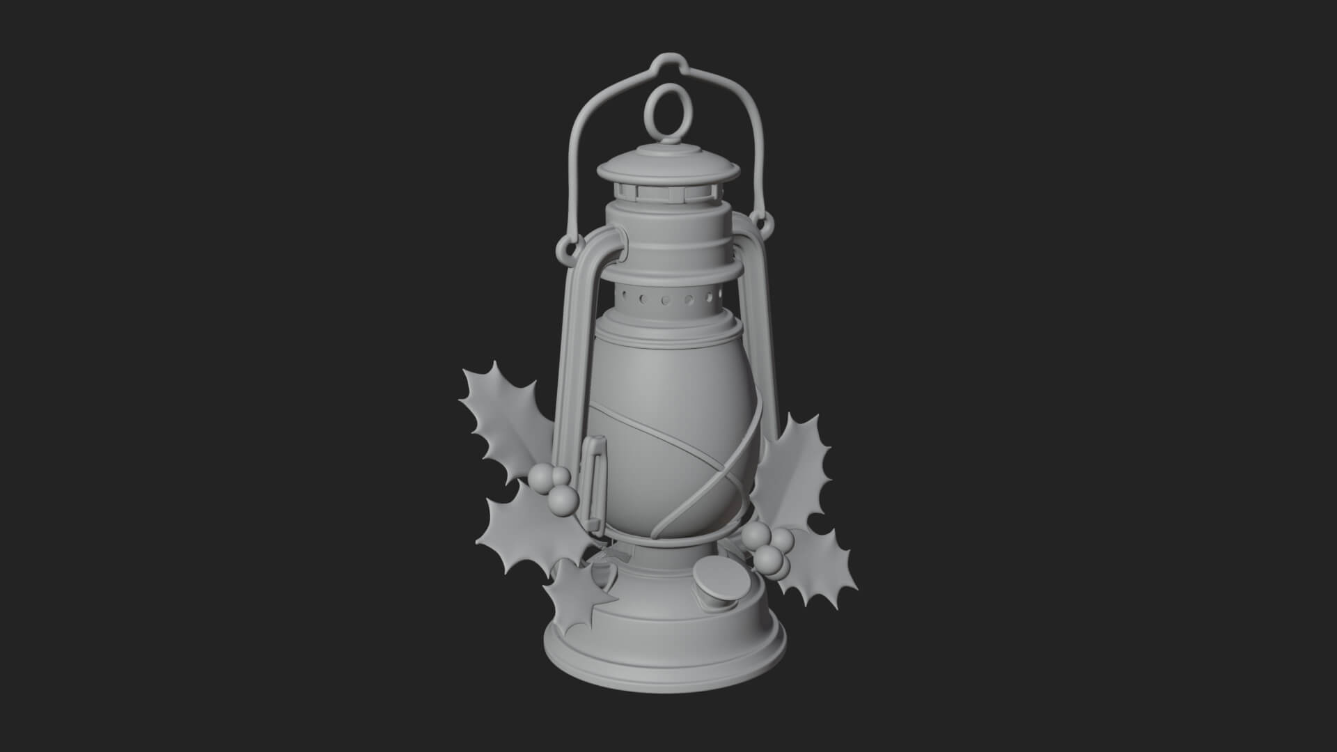 Holly Christmas Lantern Model Design 4 3D Print Model 3D Model