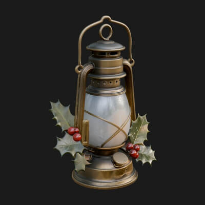 Holly Christmas Lantern Model Design 4 3D Print Model