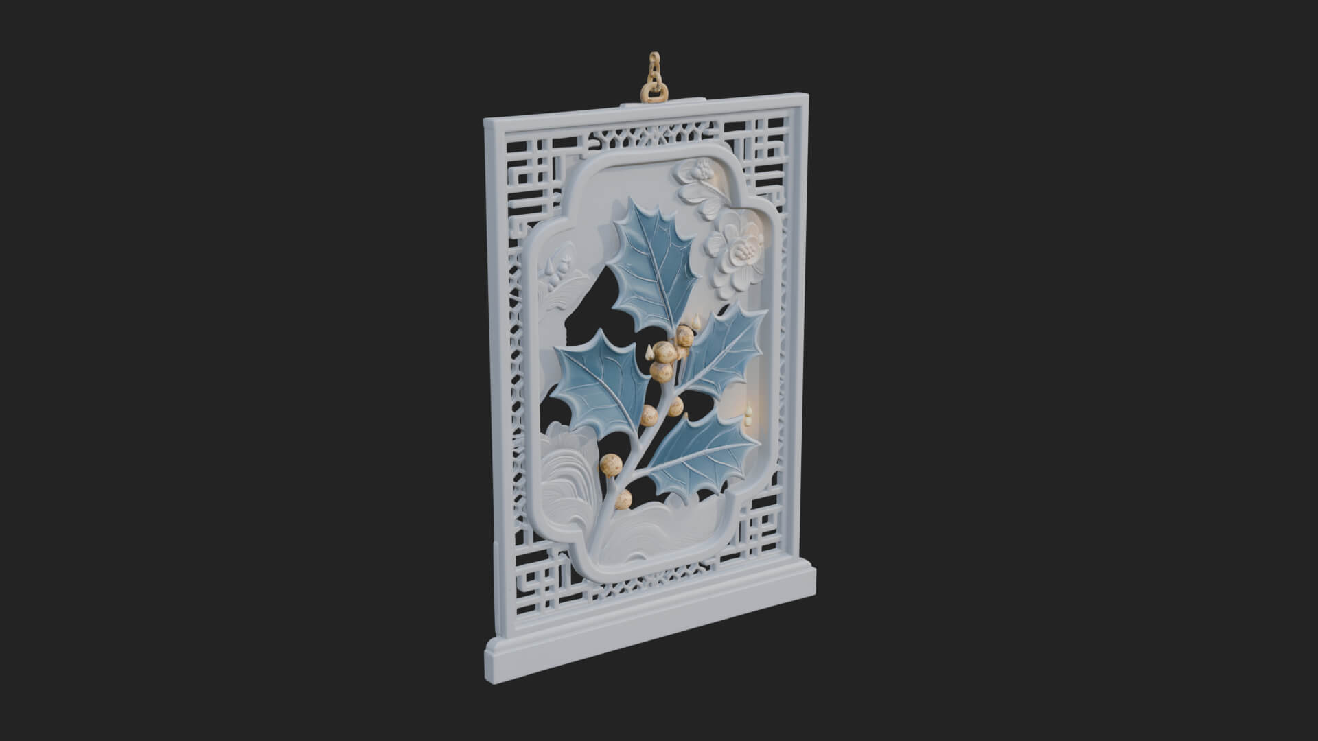 Holly Leaf Panel Ornament Design 1 3D Print Model 3D Model