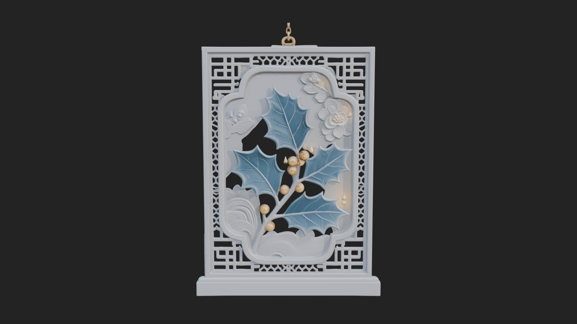 Holly Leaf Panel Ornament Design 1 3D Print Model 3D Model