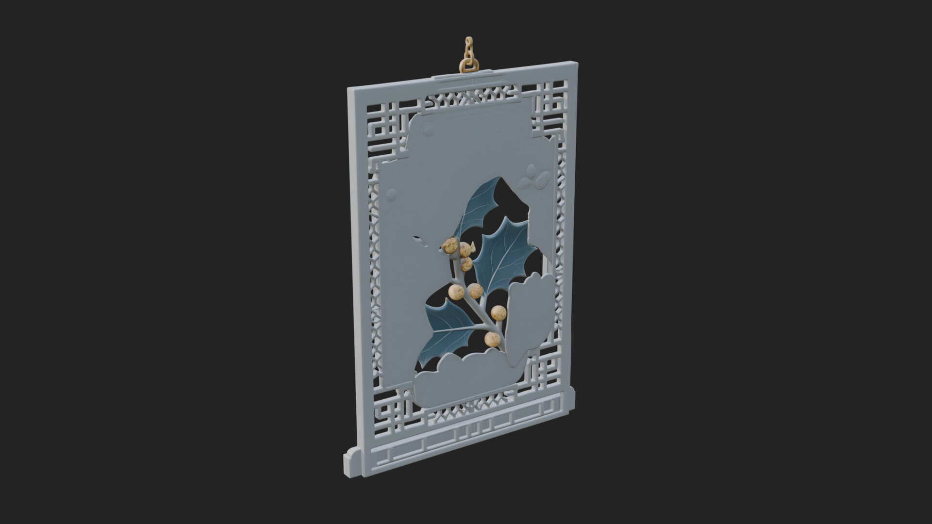 Holly Leaf Panel Ornament Design 1 3D Print Model 3D Model