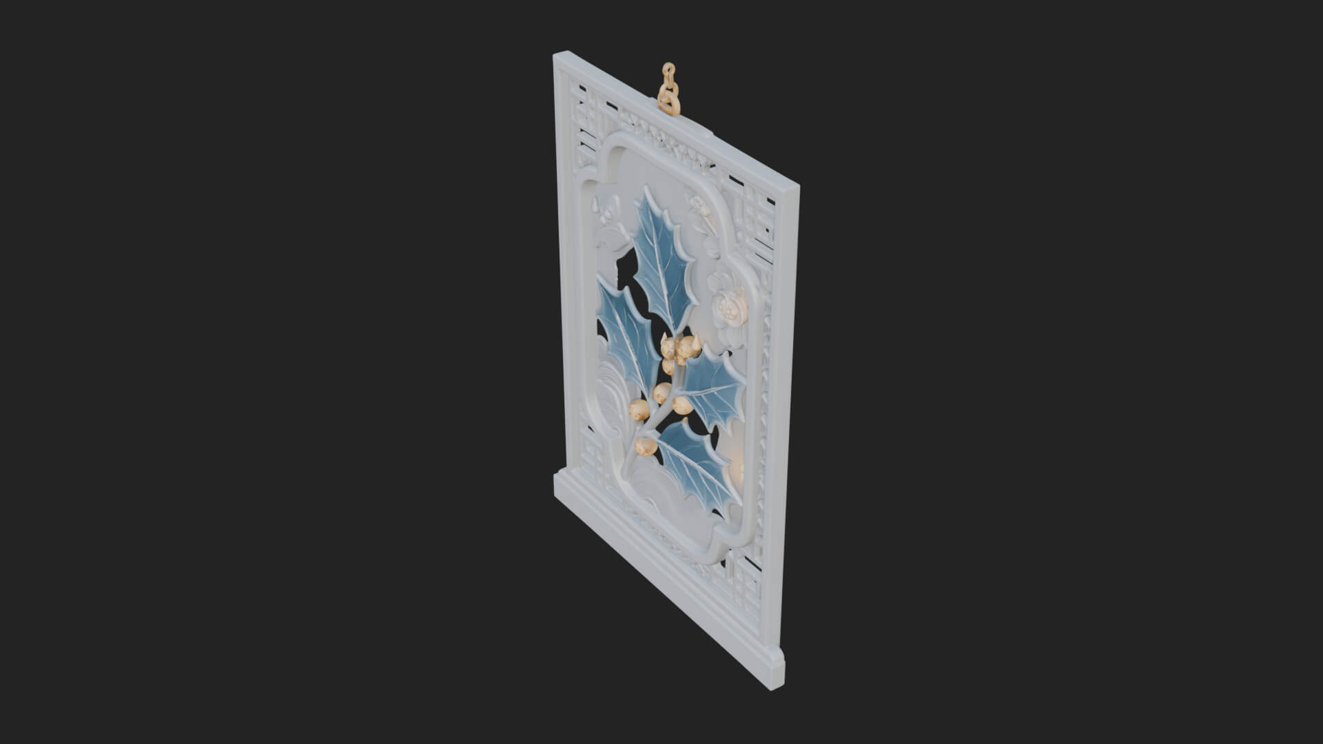Holly Leaf Panel Ornament Design 1 3D Print Model 3D Model