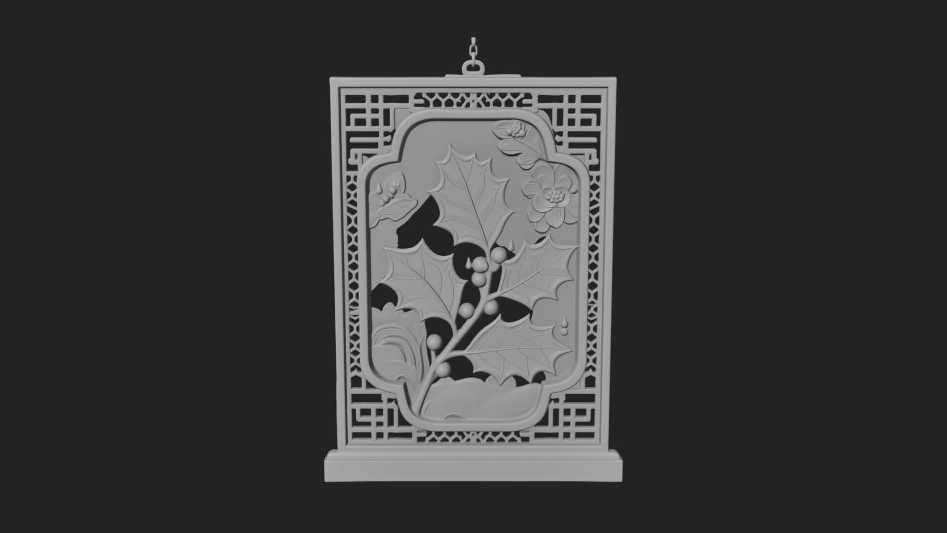 Holly Leaf Panel Ornament Design 1 3D Print Model 3D Model