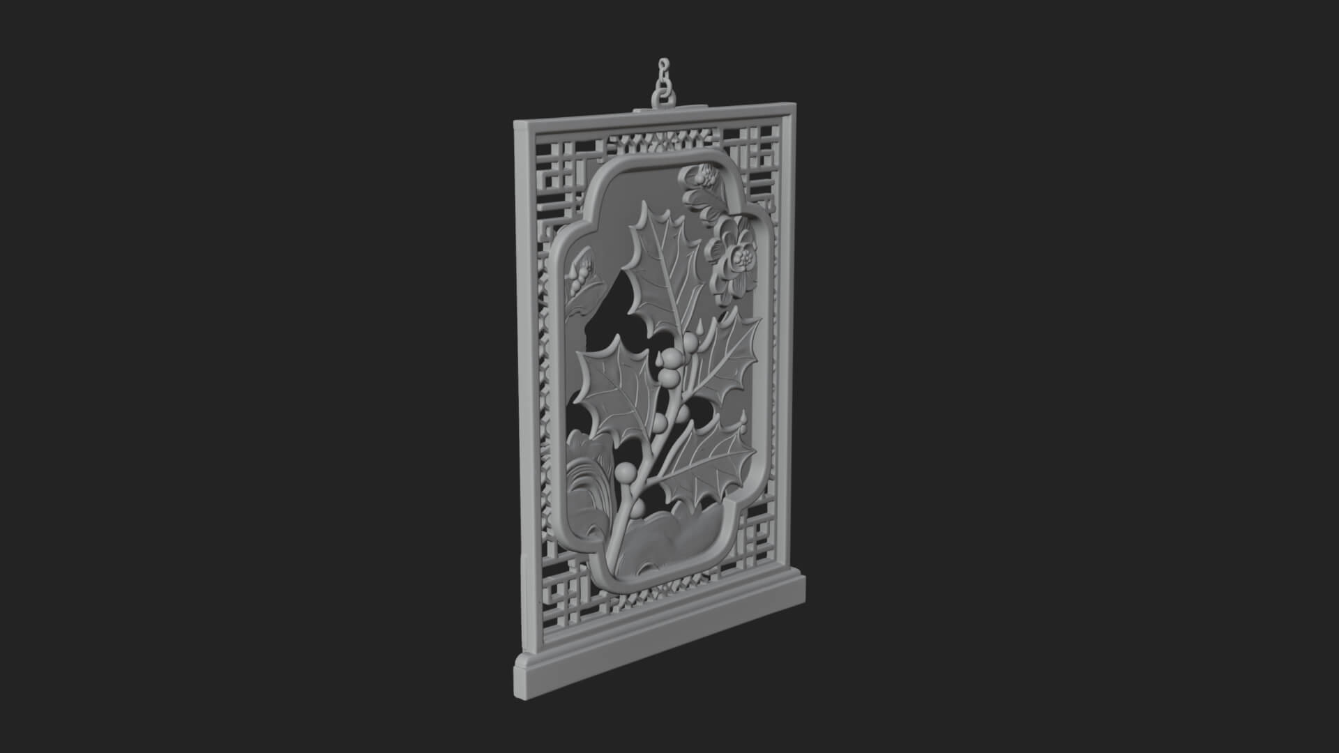 Holly Leaf Panel Ornament Design 1 3D Print Model 3D Model