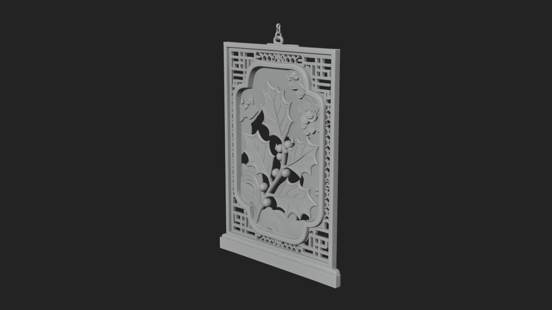 Holly Leaf Panel Ornament Design 1 3D Print Model 3D Model