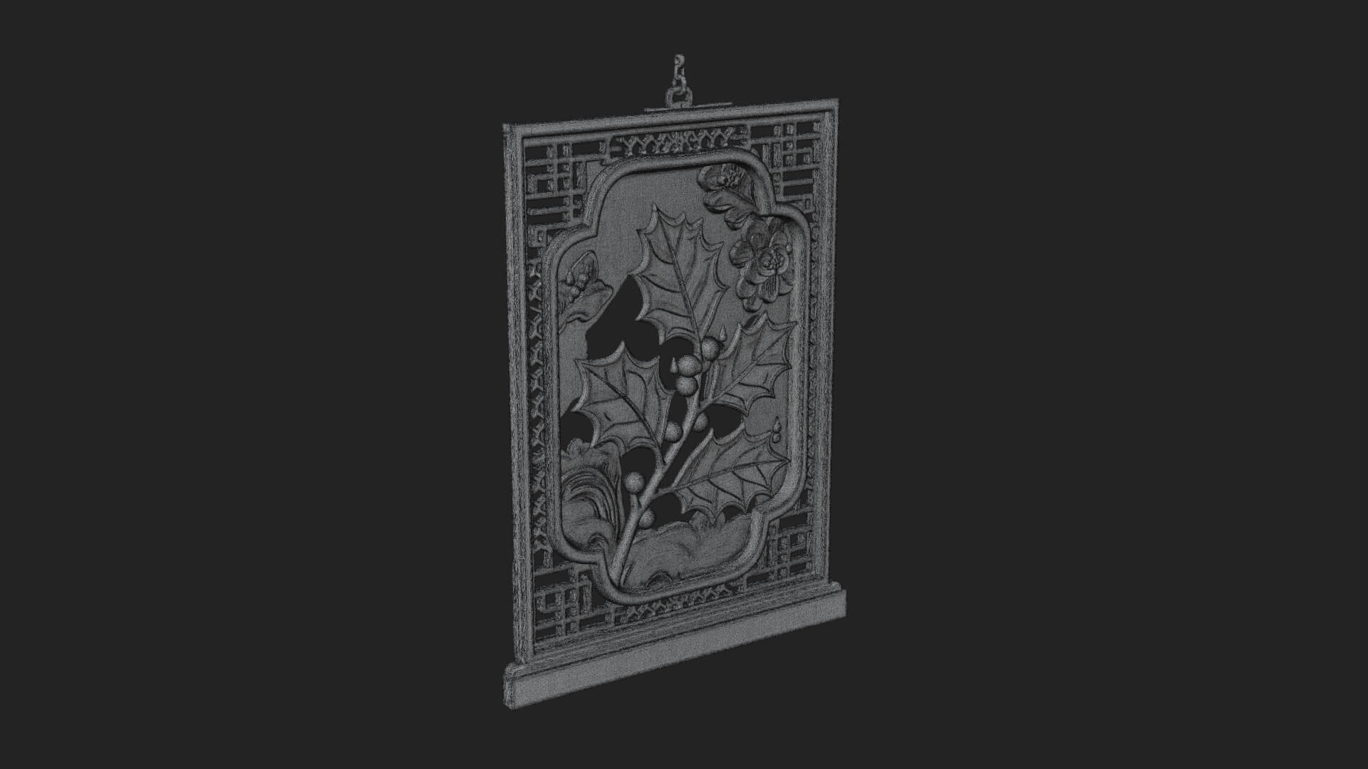 Holly Leaf Panel Ornament Design 1 3D Print Model 3D Model