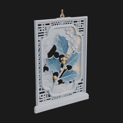 Holly Leaf Panel Ornament Design 1 3D Print Model