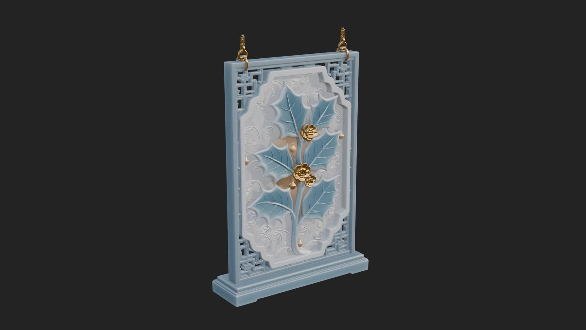 Holly Leaf Panel Ornament Design 2 3D Print Model 3D Model