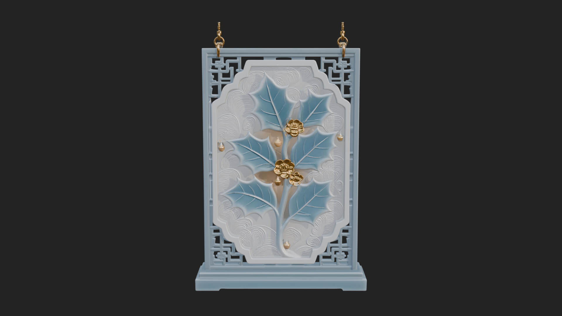 Holly Leaf Panel Ornament Design 2 3D Print Model 3D Model