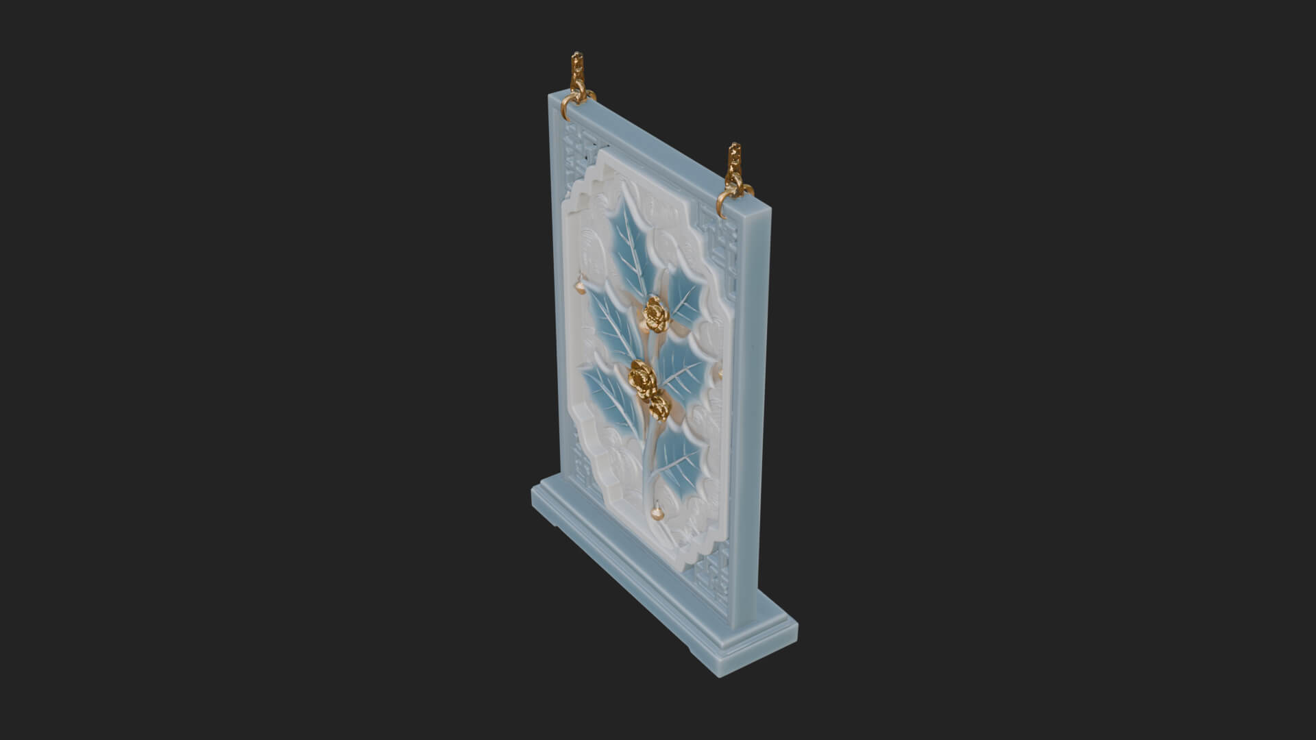 Holly Leaf Panel Ornament Design 2 3D Print Model 3D Model