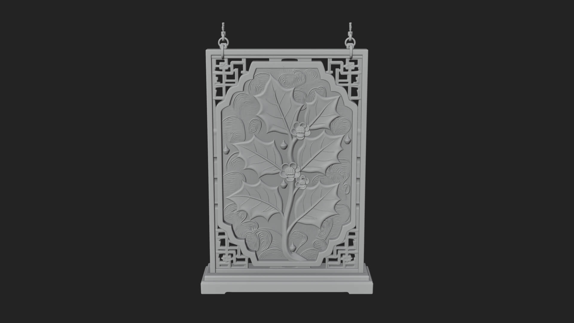 Holly Leaf Panel Ornament Design 2 3D Print Model 3D Model