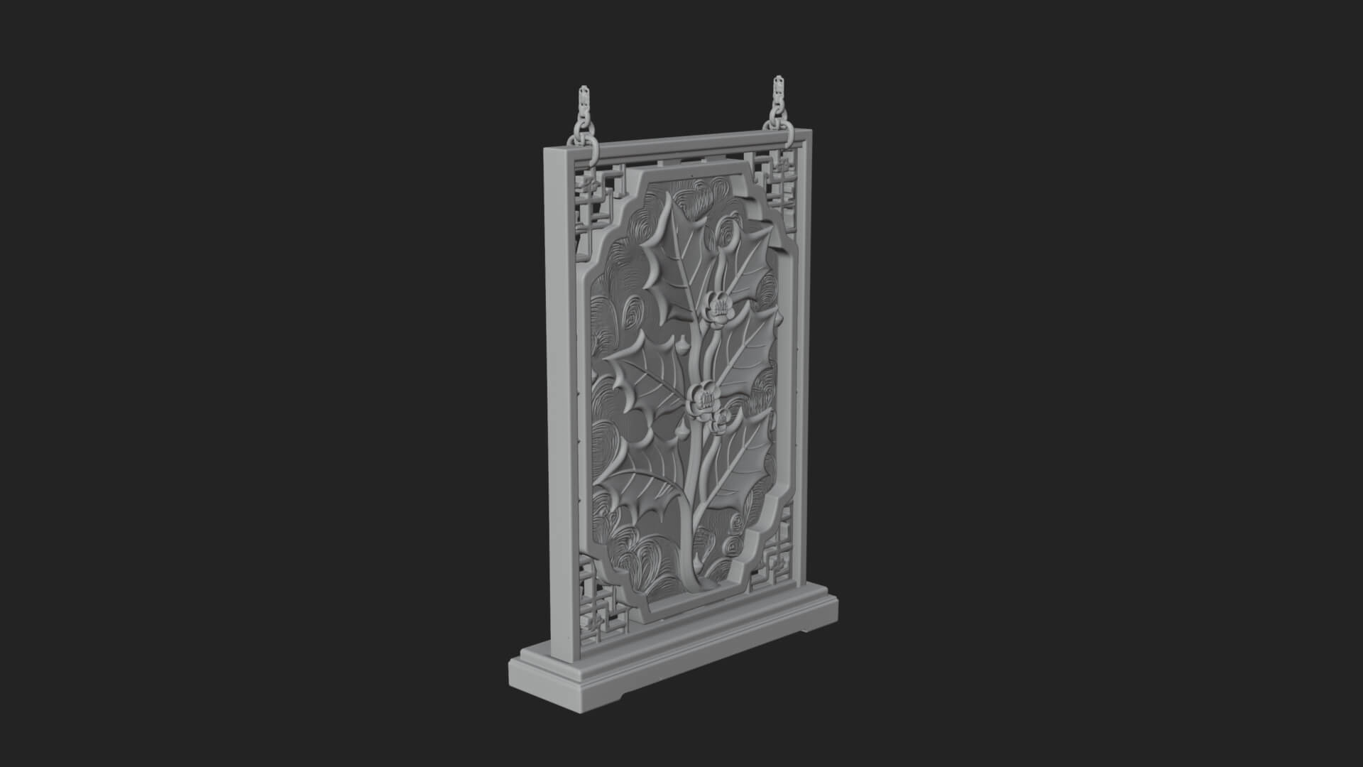 Holly Leaf Panel Ornament Design 2 3D Print Model 3D Model
